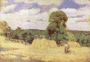 Camille Pissarro Harvest at Monfoucault painting